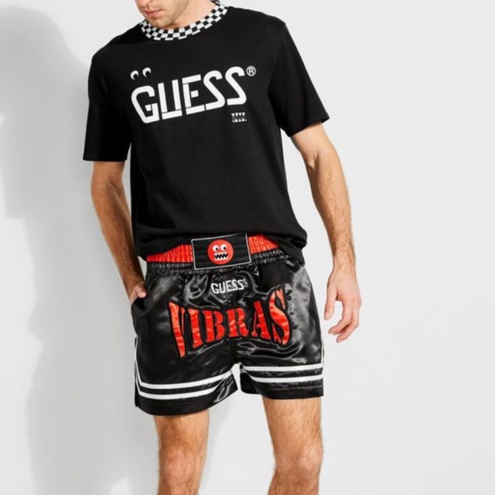 Guess JBalvin Vibras shorts black Rare boxing/kickboxing black red size small